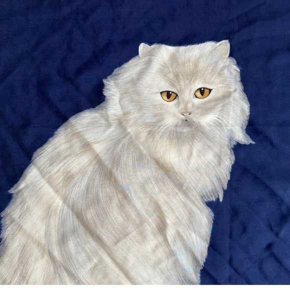 Pierre Baccara Paris Hand Rolled White Persian White Cat Silk Scarf - Picture 5 of 7